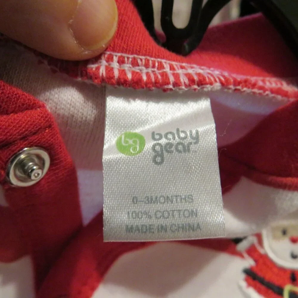 Baby my first Christmas red and white striped footed bodysuit w bib 2pcs